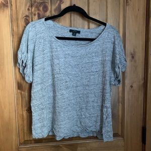 Grey Linen rolled-cuff T-shirt